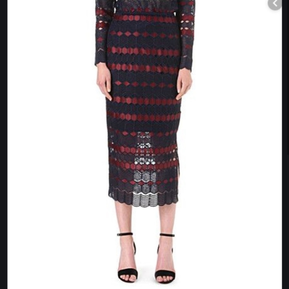 Sandro Geomertric-print lace skirt, Size S